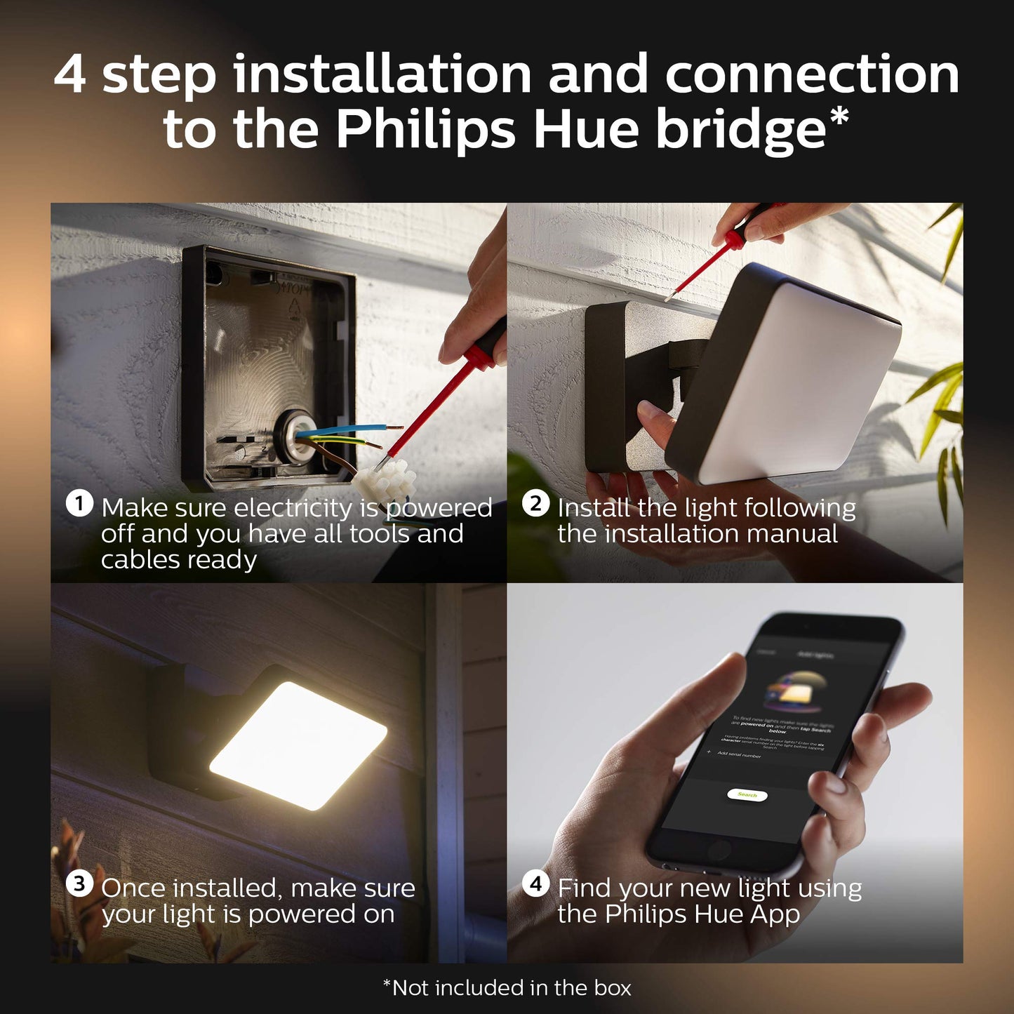 Philips Hue White & Colour Ambiance Discover Outdoor Floodlight, Smart Outdoor Lighting with App and Voice Command, Adjustable Garden Light