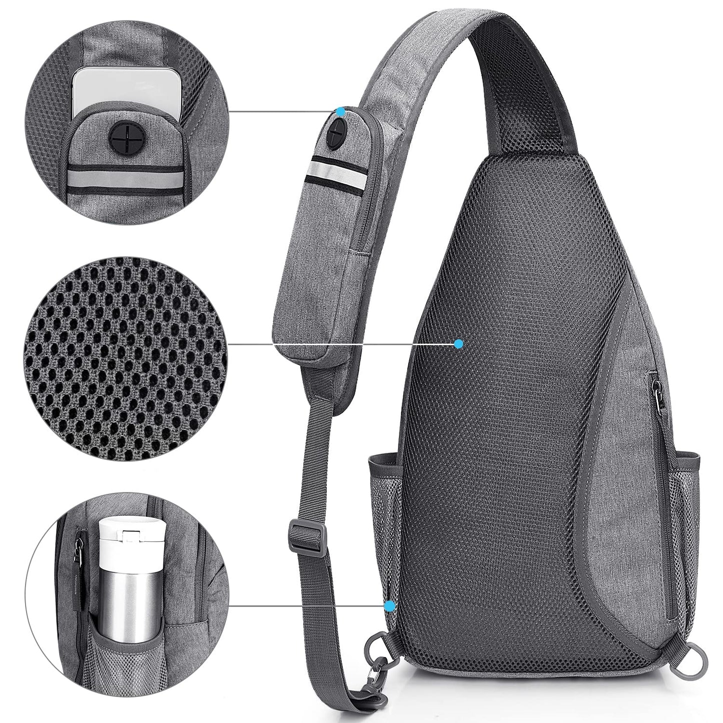 G4Free Sling Bag RFID Blocking Sling Backpack Crossbody Chest Bag Daypack for Hiking Travel