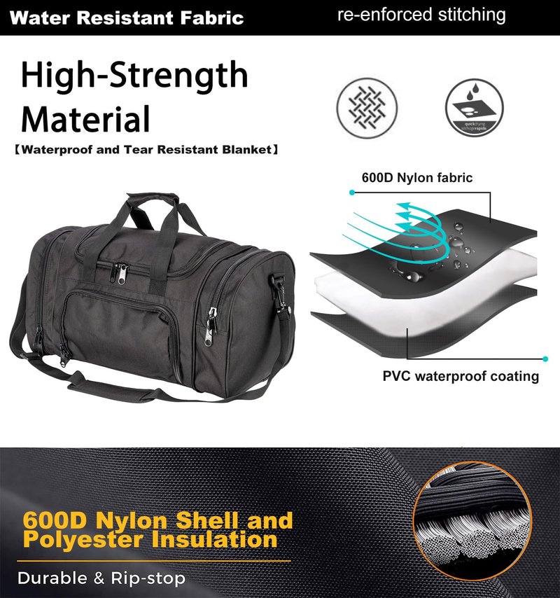 Miramrax Gym Bag Duffle Bags for Men Women with Shoes Compartment Sport Weekend Travel Overnight Carry On Bag for Tactical Military Travel Work Out Bags (Black)