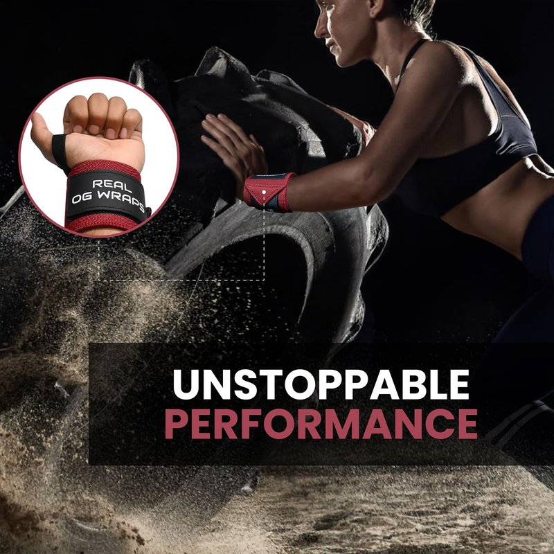 OUTRAGEAR 18" OG-Grade Wrist Wraps for Weightlifting – Heavy Duty Wrist Support with Thumb Loop & Lockdown Strap – Wrist Straps for Powerlifting, Bench Press & Gym Training (Viva Her)