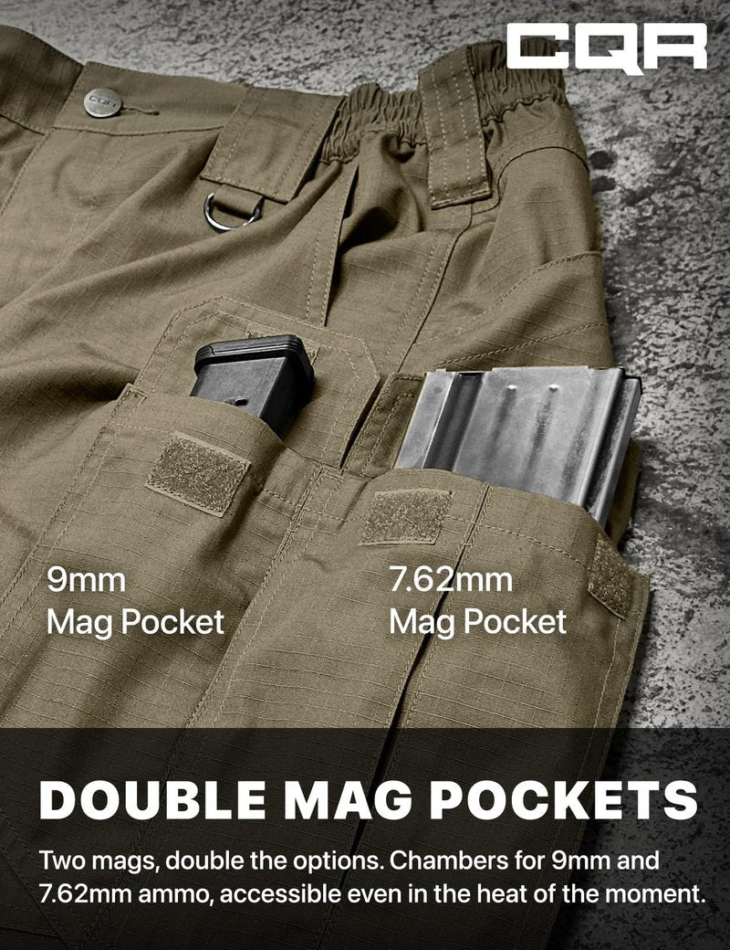 CQR Men's Tactical Pants, Water Resistant Ripstop Cargo Pants, Lightweight EDC Work Hiking Pants, Outdoor Apparel, Raider Mag Pocket Soil Green, 36W x 32L