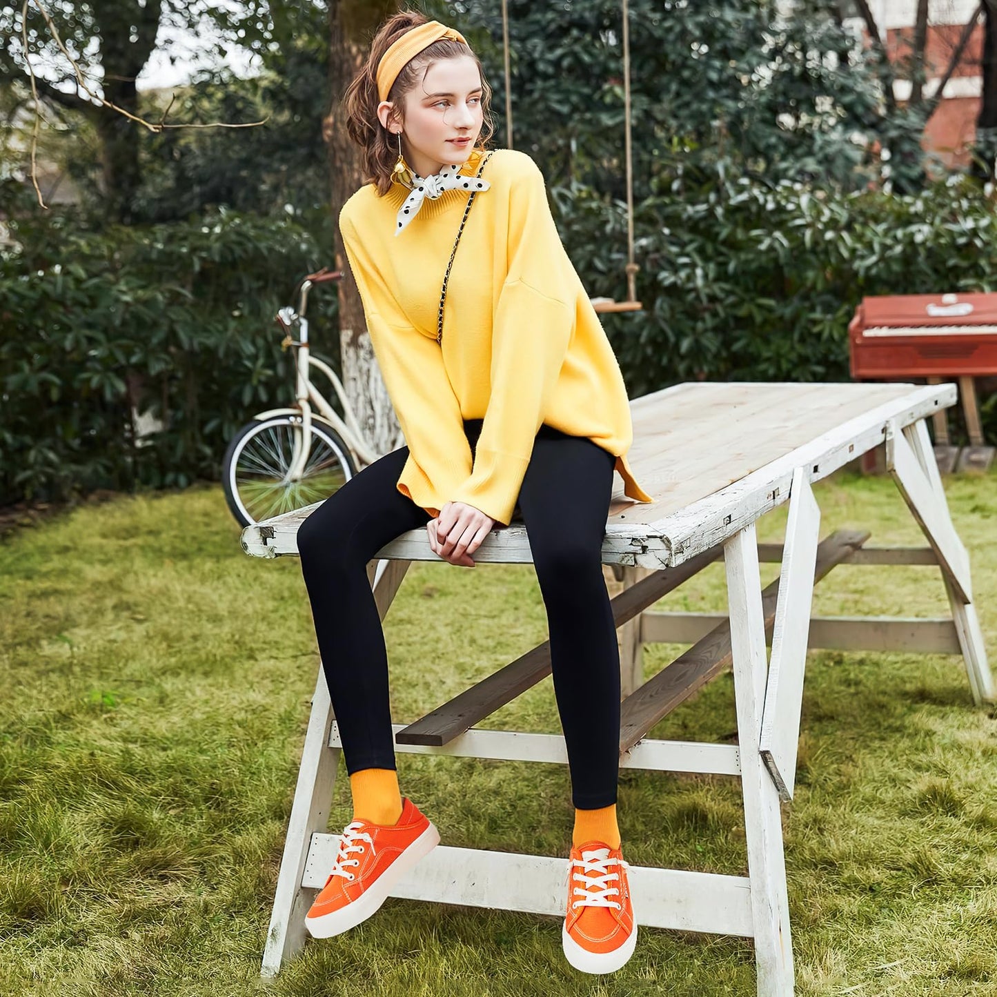 hash bubbie Women's Slip on Shoes Canvas Shoes Non Slip Fashion Canvas Sneakers for Women Low Top Loafers(Orange.US7)