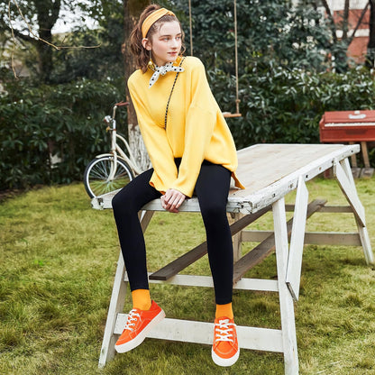 hash bubbie Women's Slip on Shoes Canvas Shoes Non Slip Fashion Canvas Sneakers for Women Low Top Loafers(Orange.US7)