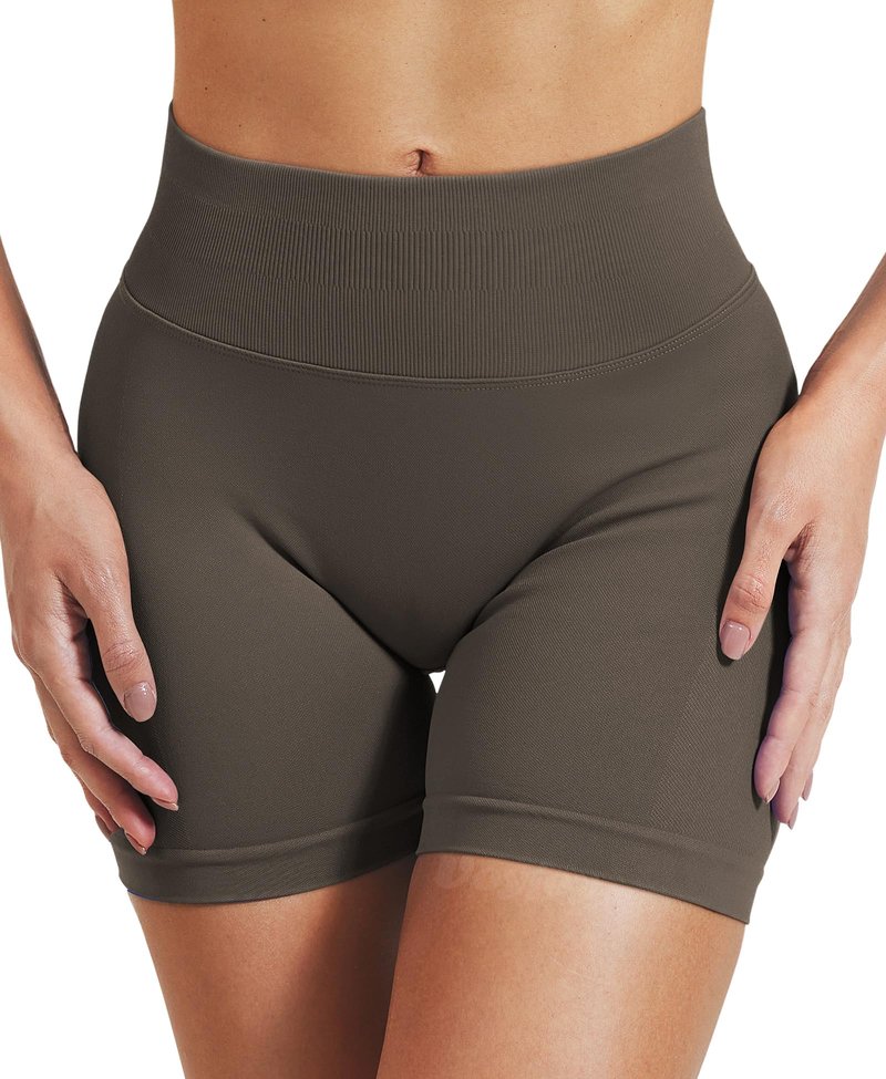 VOYJOY Women Workout Impact Shorts 2.5"/ 3.6"/ 4.5"/ 6" Scrunch Butt Lifting Gym Seamless Booty Biker Shorts Coffee