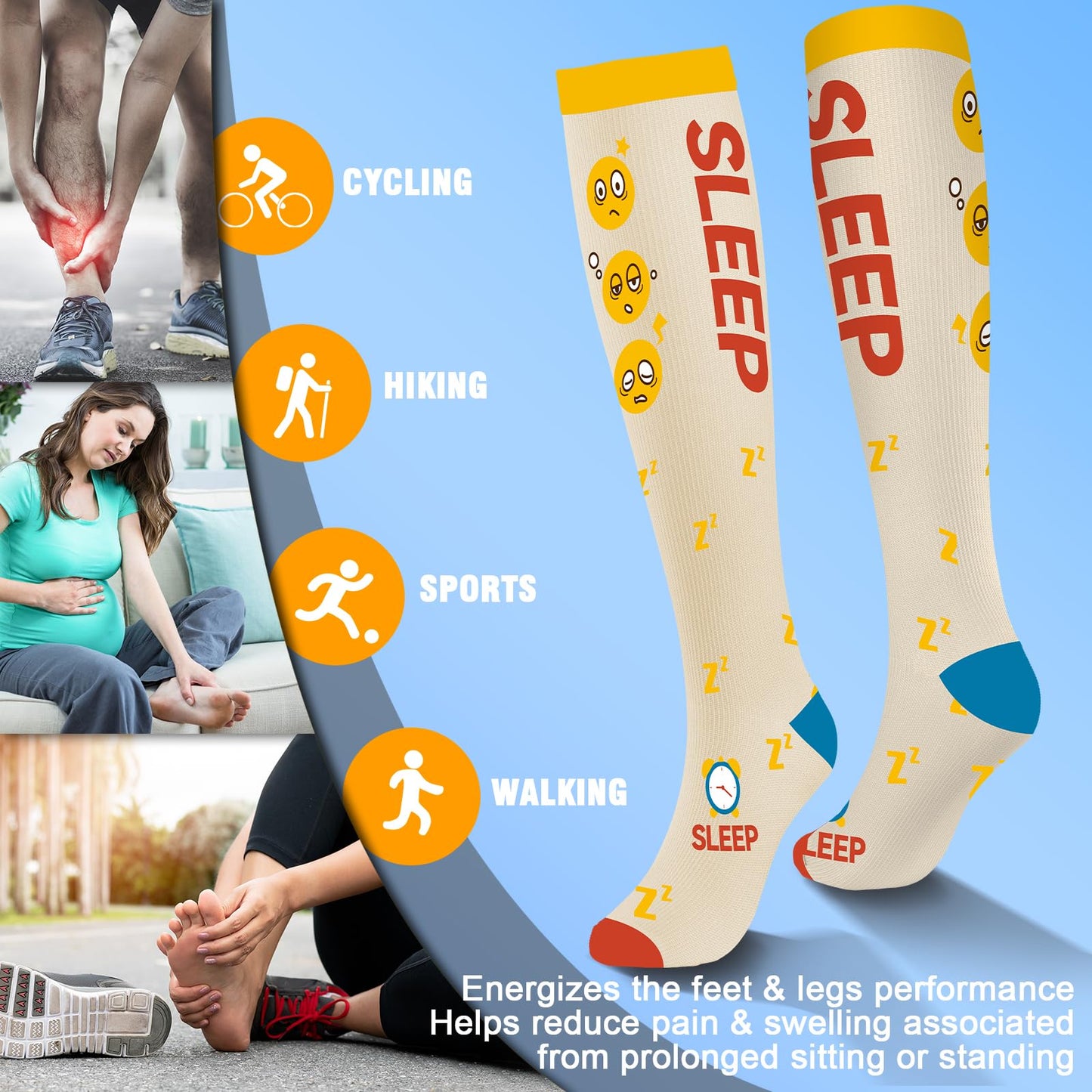 cerpite Compression Socks for Women & Men Circulation 6 Pairs Compression Socks 20-30 mmhg Best for Running,Nurse,Travel, A-03-pink Peony, S-M