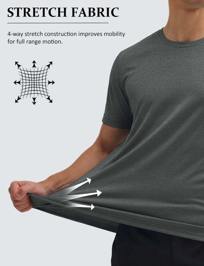 MAGCOMSEN Athletic Shirts for Men Short Sleeve Dry Fit Workout Shirts Moisture Wicking Gym Exercise Performance Shirt Dark Grey, XL