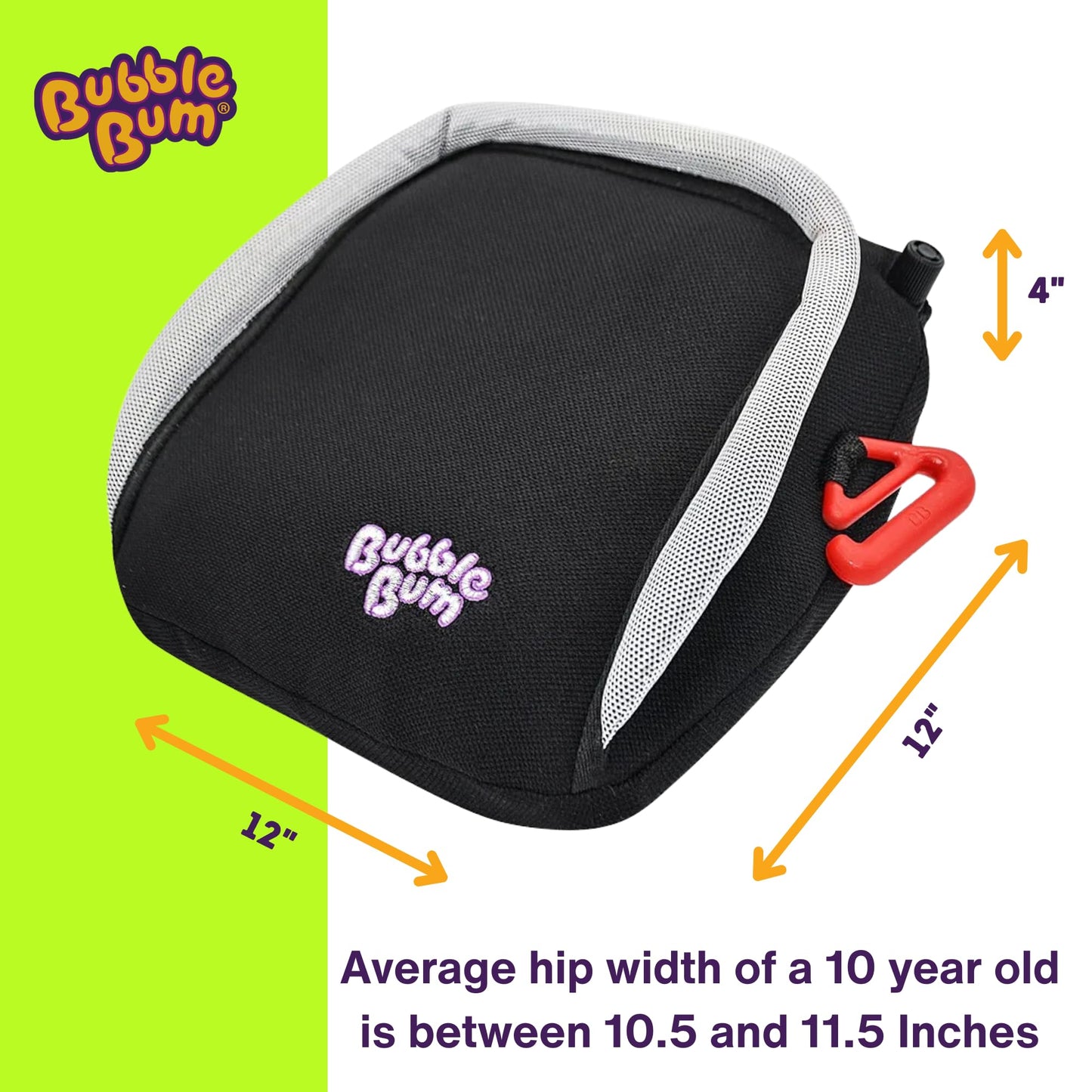 BubbleBum Inflatable Booster Car Seat - Travel Car Seat - Portable Car Booster Seat - Booster Seat for Car - Slim Foldable Narrow Design Car Seat - Perfect for Kids 4-11yrs Old - Black