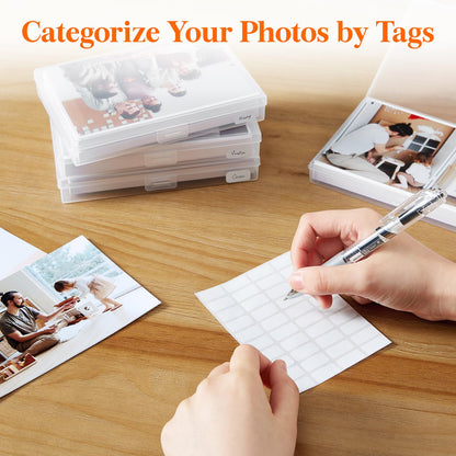 Lifewit Photo Storage Box 4" x 6" Photo Case, 18 pcs Inner Photo Keeper, Clear Photo Boxes Storage, Plastic Photo Organiser for Seed, Cards, Picture, Craft with 1 Sheet Label Sticker