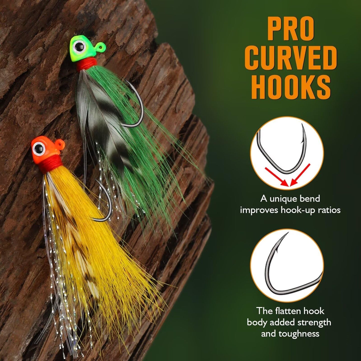 Dovesun Crappie Jigs Hand-Tied Hair Jigs 10 Colors Fishing Jigs Bucktail Crappie Jig Heads for Trout, Walleye and Panfish Fishing #4-1/16oz*40pcs