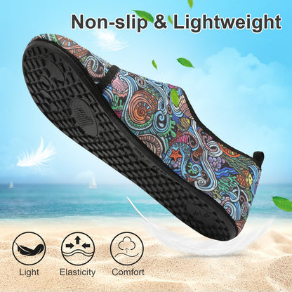 BARERUN Water Shoes Adult Quick-Dry Aqua Sock Barefoot for Beach Swim River Pool Lake Hiking Kayaking Surfing Aqua Sports Outdoor Shoes Black Women Size 8.5-9.5 Men Size 7-7.5