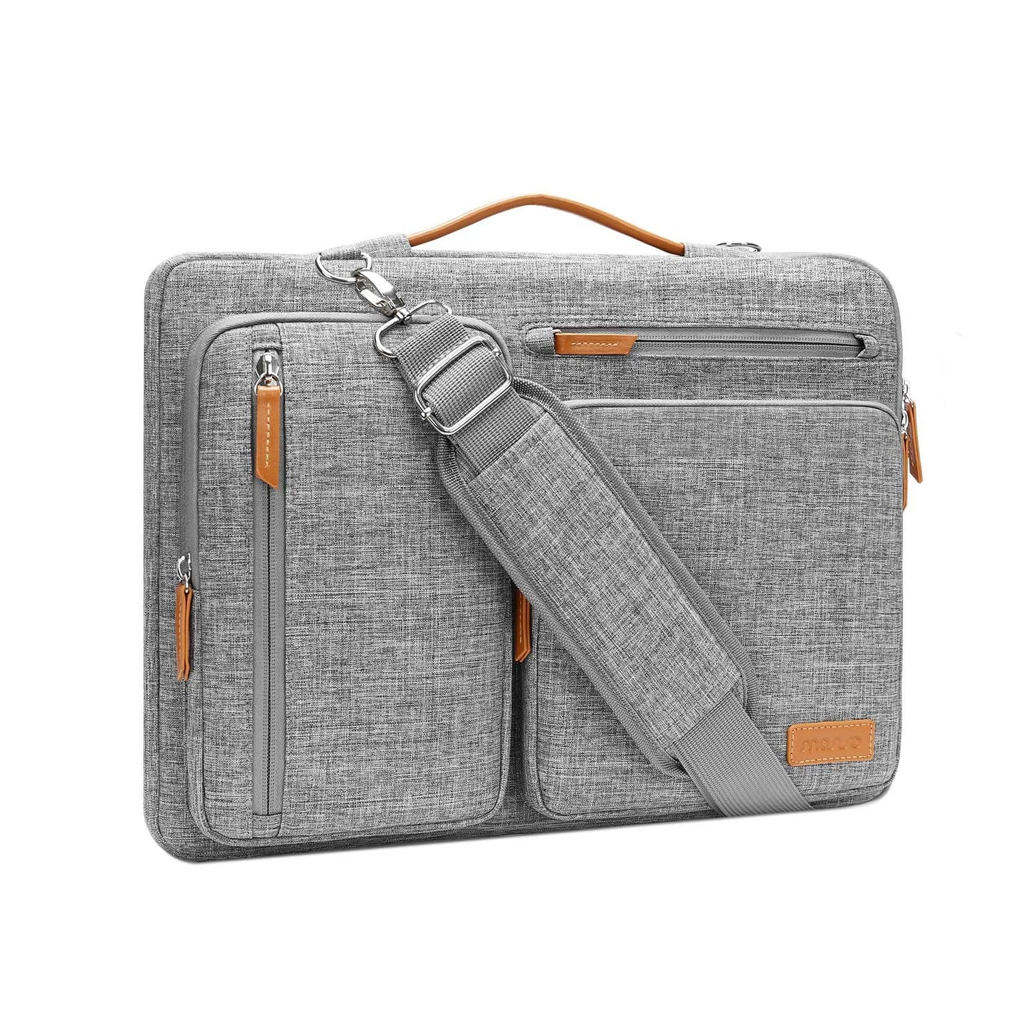 MOSISO 360 Protective Laptop Bag 16 inch, 15-15.6 inch Computer Shoulder Bag Compatible with MacBook Pro 16, HP, Dell, Lenovo, Asus, Side Open Messenger Case &4 Zipper Pockets&Handle, Gray