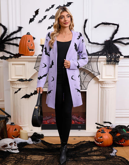 Alsol Lamesa Women's Long Sleeve Cute Cardigan Sweaters V Neck Open Front Ribbed Knit Heart Sweater Coat