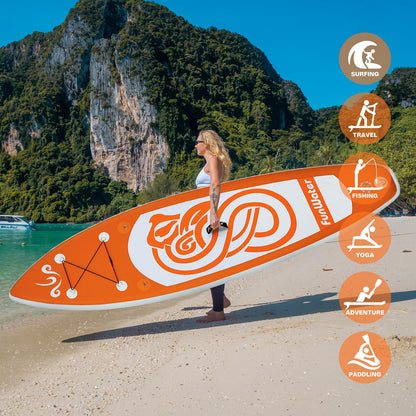 FunWater SUP Inflatable Stand Up Paddle Board 10'x31''x6'' Ultra-Light Inflatable Paddleboard with ISUP Accessories,Fins,Adjustable Paddle, Pump,Backpack, Leash, Waterproof Phone Bag,Kayak Seat