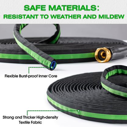 HODUP 25 ft Garden Hose - Lightweight, Super Flexible, Non-Expanding, Kink-Free, Ideal for Yard Outdoor Use with Convenient Storage (Black-Green, 25 FT)