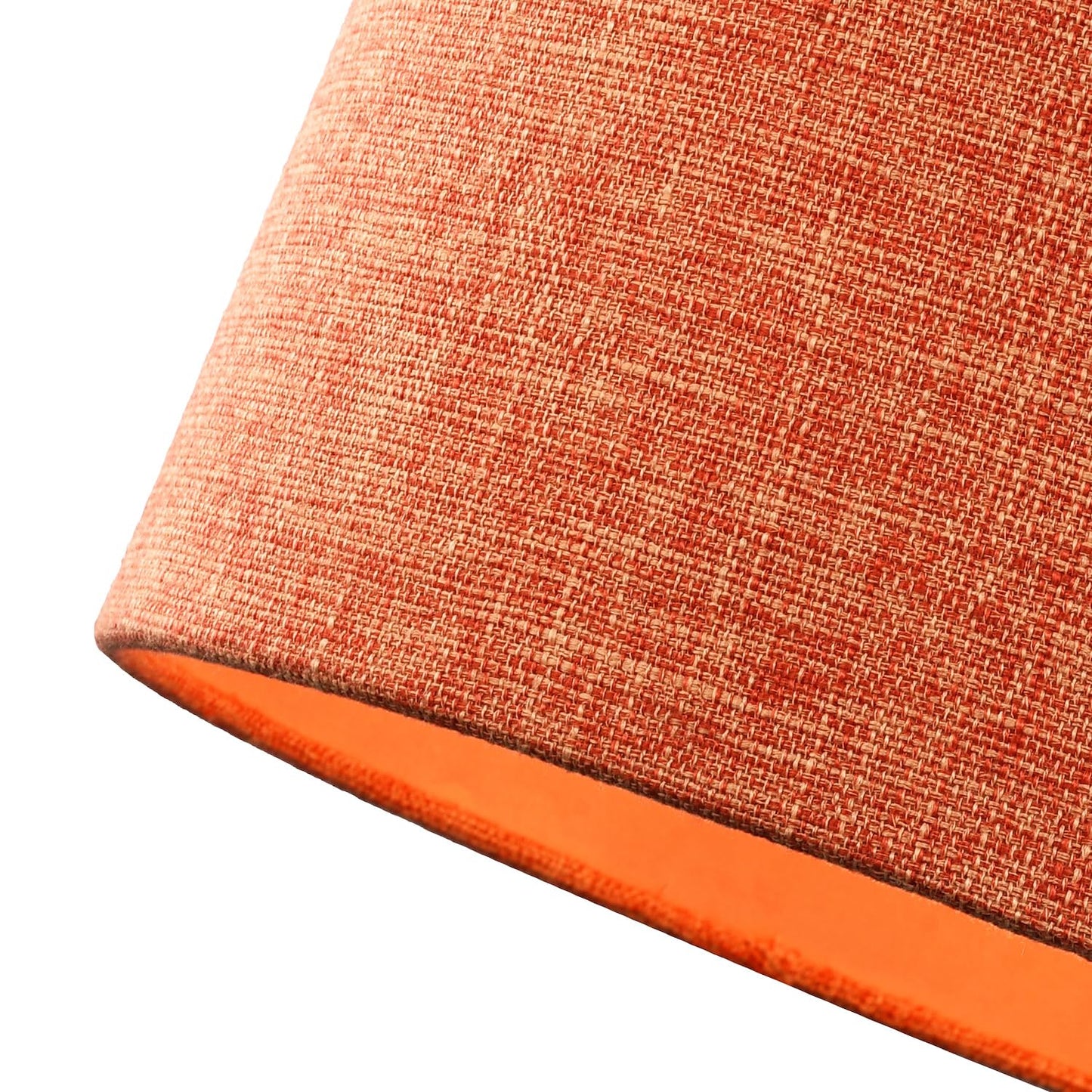 Contemporary and Sleek 12 Inch Rustic Orange Linen Fabric Drum Lamp Shade 60w Maximum | 30cm Diameter | for Table Lamp or Pendant by Happy Homewares