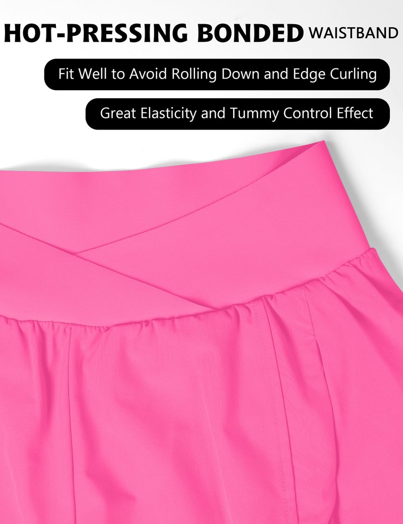 Blooming Jelly Women's Workout Shorts Athletic Running Casual Summer Quick Dry Gym Active Shorts with Zipper Pocket (Hot Pink,Large)