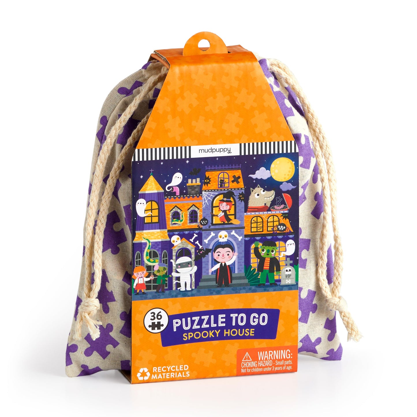 Mudpuppy Spooky House – 36 Piece Jigsaw Puzzle to Go Featuring an Adorable Haunted House with Spooky Friends Perfect for Travel and Boo Baskets