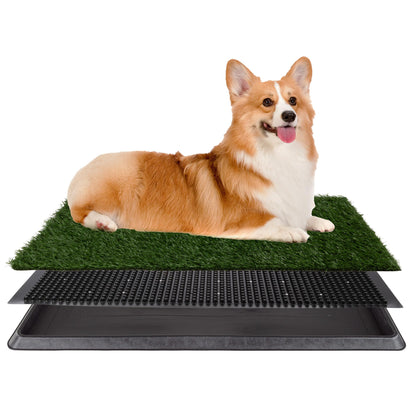 Artificial Grass Puppy Pee Pad for Dogs and Small Pets - 20x25 Reusable 3-Layer Training Potty Pad with Tray - Dog Housebreaking Supplies by PETMAKER, Green