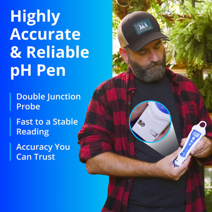 bluelab pH Pen - ± 0.1 pH Accurate, Durable Double Junction Probe, Waterproof & Floats, Auto Temperature Compensation, Easy Calibration - Made in NZ