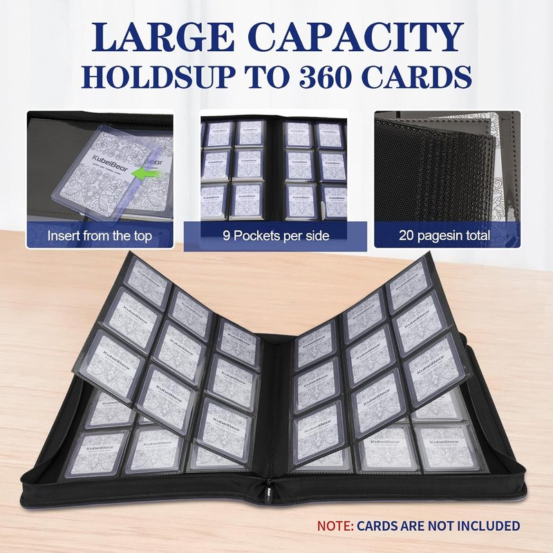 Toploader Binder - 360 Capacity Zippered Trading Card Holder | Acid-Free, Durable Storage for MTG & Sports Cards - Black Dots