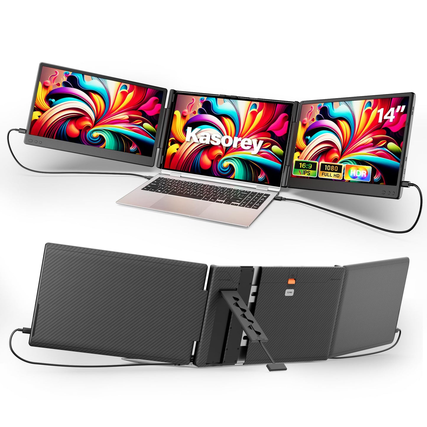 2025 New Upgraded Laptop Screen Extender Portable Monitor, 1080P FHD IPS Screen, Monitor Extender for Laptop, Fit for 13-17" Laptops, Plug & Play Compatiable with Windows/Mac/Android/Switch (14 inch)