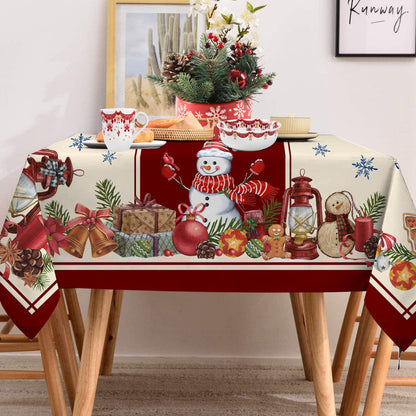 Hexagram Christmas Tablecloths 52 x 70 Inch, Christmas Table Cloth, Oblong Snowman Tablecloth Winter Xmas Santa Tablecloths for Kitchen Dining Decor