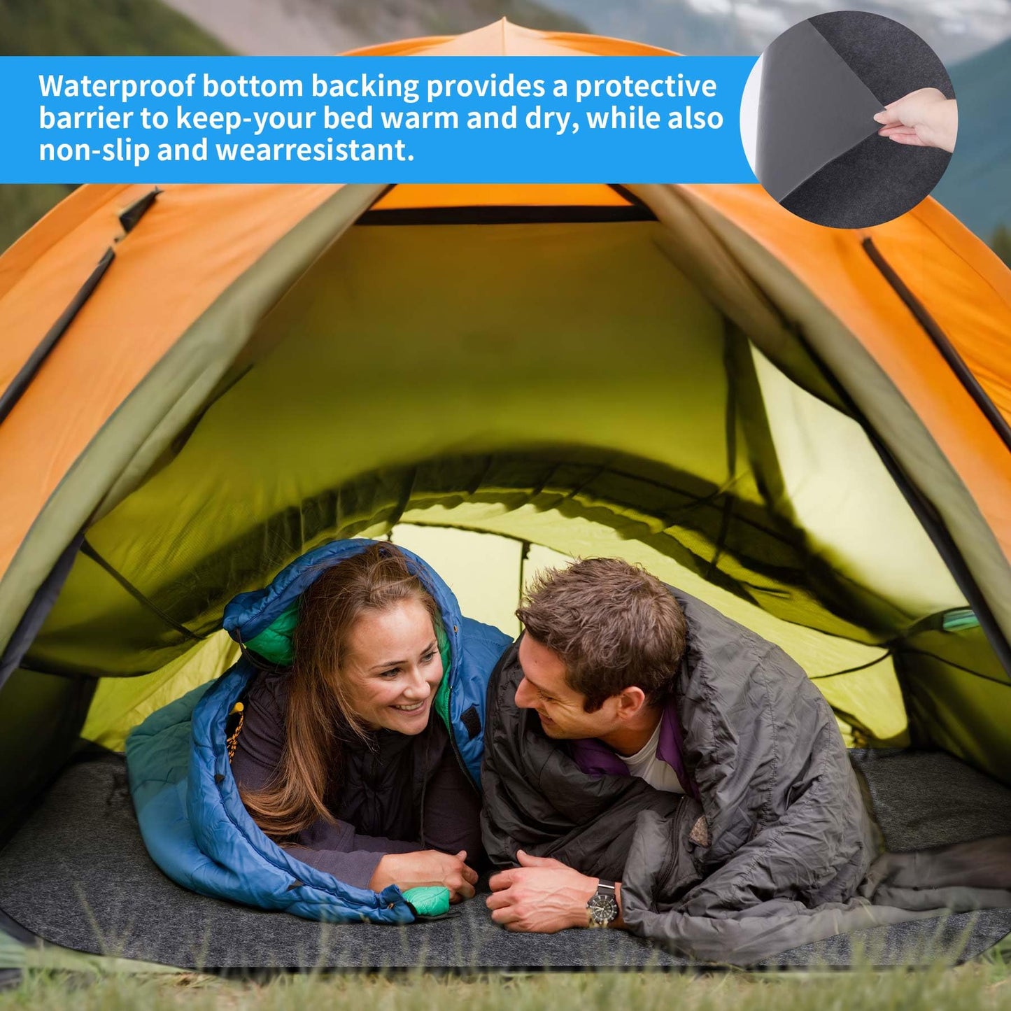 BREENHILL Camping Tent Carpet Mat, (60" x 74") Inside/Outside Tent Rug,Picnic Blanket,Protective Waterproof Liner Keeps You Warm & Dry, Outdoor Camping Floor Rug Accessory,Trimmable Material