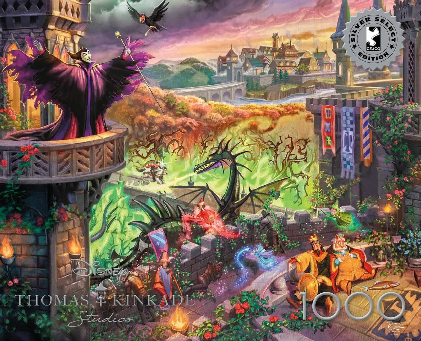 Ceaco - Silver Select - Kinkade Disney - Maleficent - 1000 Piece Jigsaw Puzzle for Adults Challenging Puzzle Perfect for Game Nights