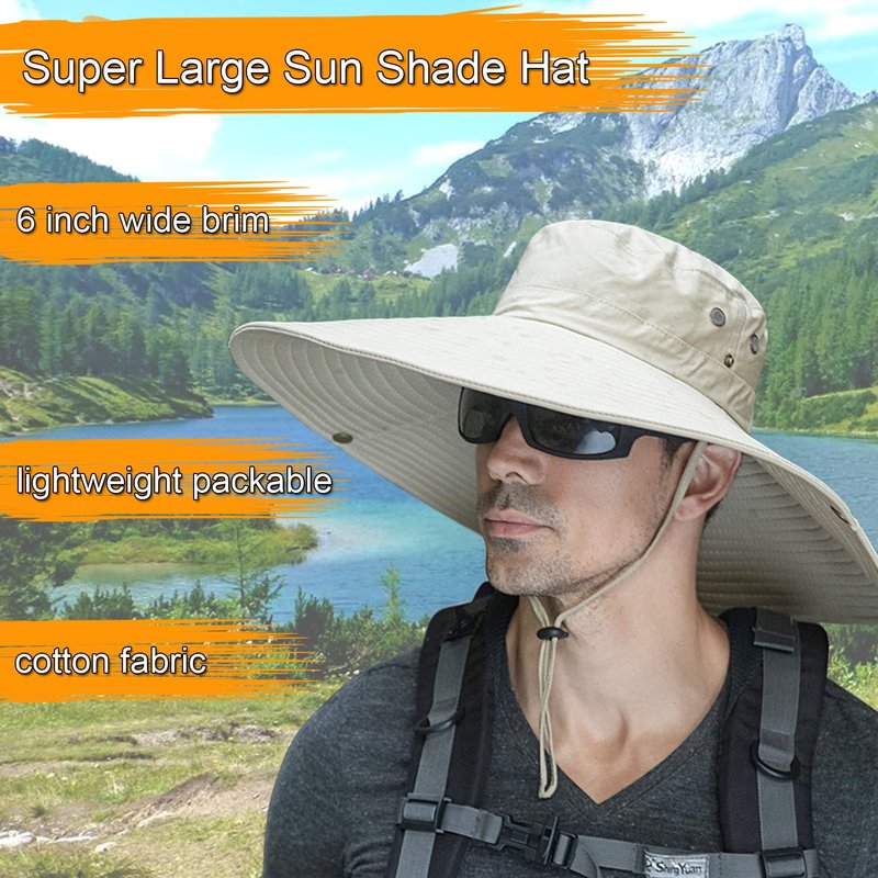 HUAMULAN Wide Brim Sun Hats Men and Women Bucket Safari Fishing Hat for Hiking Garden Lawn Work Camping Outdoor