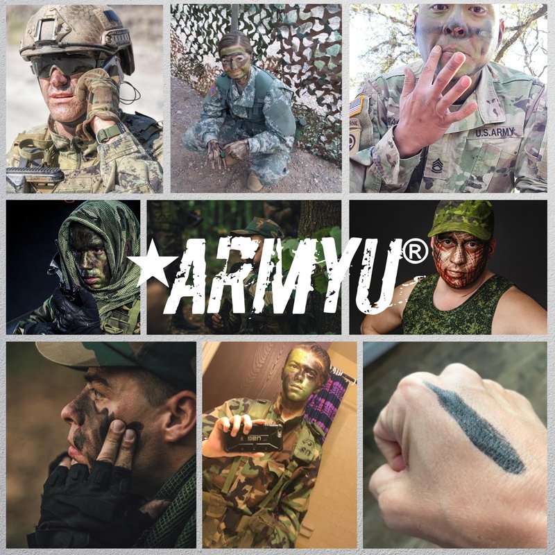 Camo Face Paint, NATO Camouflage Military Makeup Paint Sticks (Black & Olive Drab - 1 Stick - 2 Colors)