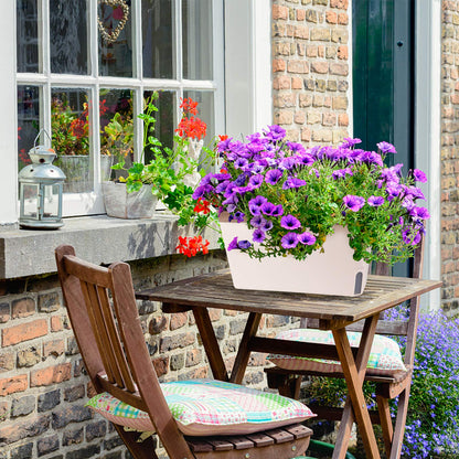 Fayavoo Self Watering Plant Pots, Set of 3 10.5 Inch Rectangular Windowsill Herb Planter Box, Modern Plastic Flower Pots for Indoor Outdoor Garden Office Patio, Planters with Drainage Hole Hidden Tray