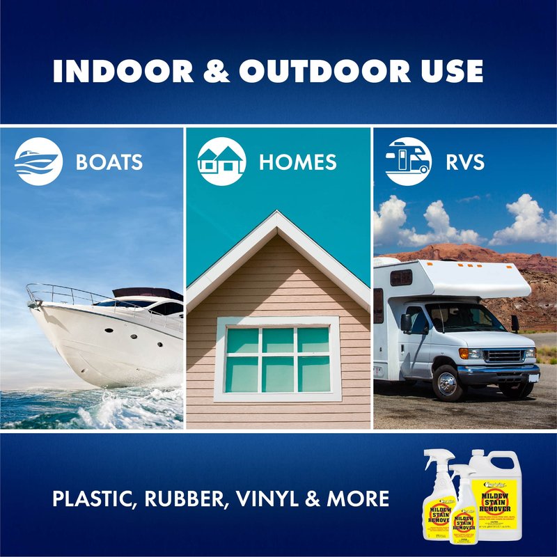 STAR BRITE Professional-Grade Mildew & Mold Stain Remover + Cleaner - Instant Contact Stain Removal, Ideal for Marine & Outdoor Upholstery