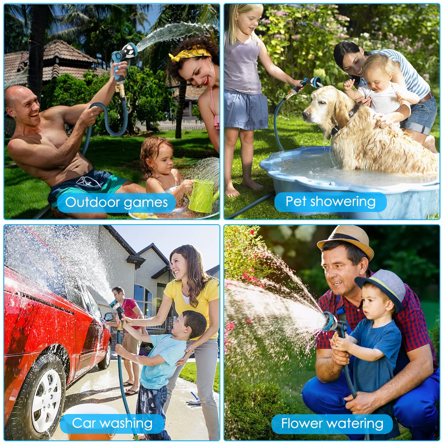 KETTOYA 100FT Expandable Garden Hose, Flexible Water Hose with 10-Pattern Spray Nozzle, Leak-Proof Retractable Heavy Duty Hose Pipe, 4-Layer Latex Core, Durable 3750D, Male Valve Connector, Kink-Free