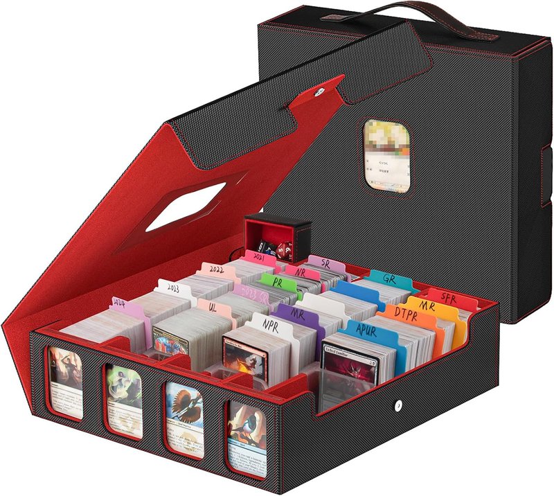 Card Storage Box - 3200+ MTG Deck Case with Colorful Dividers & Portable Handle | Fits TCG & Magic Cards