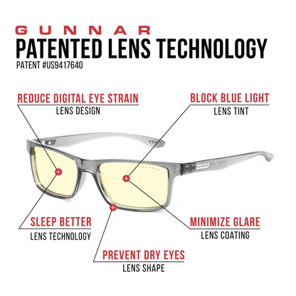 GUNNAR Computer Blue Light Blocking Glasse's Amber Lens, Gray Crystal, Kids/Youth