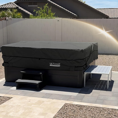 ULTCOVER Waterproof 600D Polyester Square Hot Tub Cover Outdoor SPA Covers 80 x 80 inch, Black