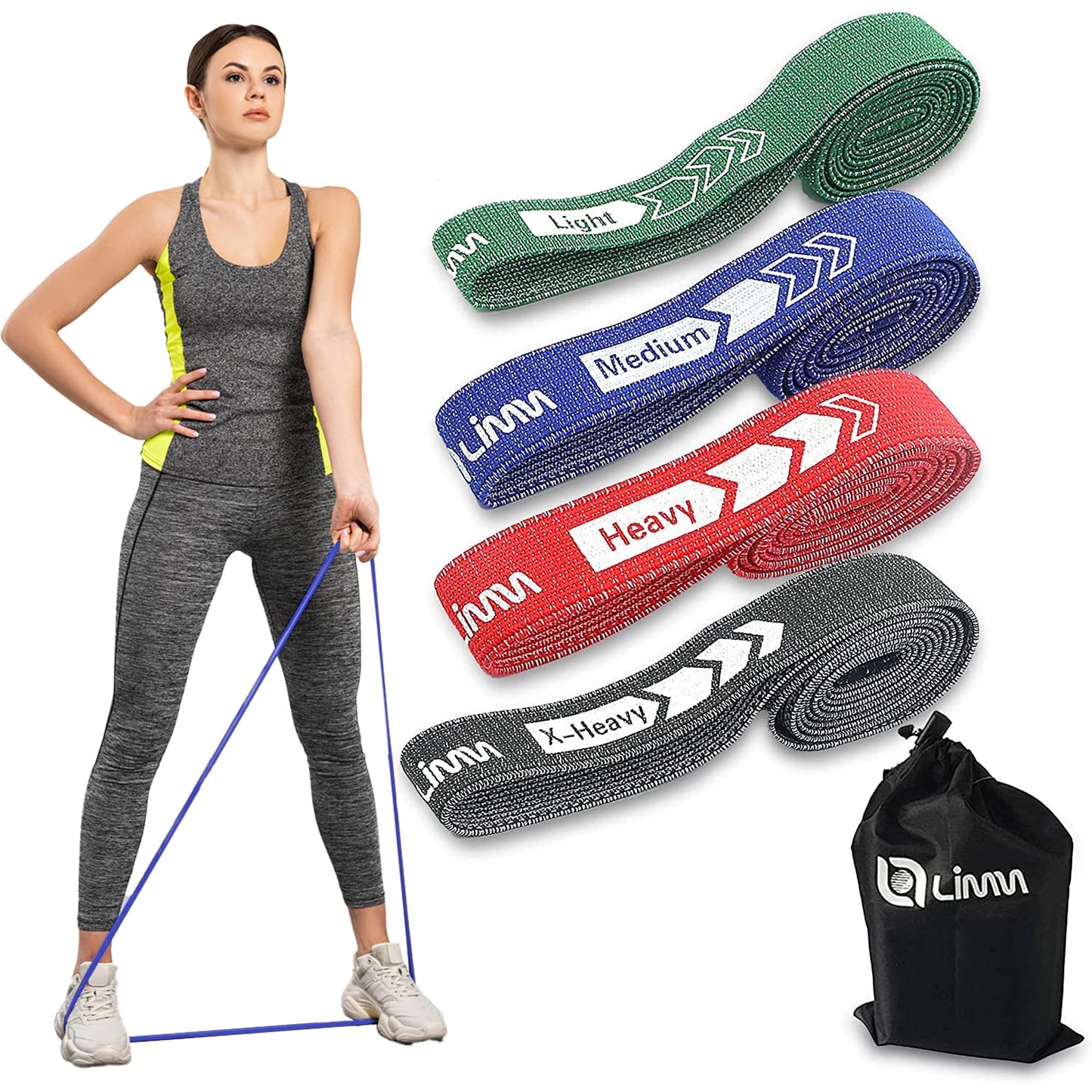 Fittest Pro by Limm Resistance Bands for Legs and Butt, Fabric Exercise Loop Bands Yoga, Pilates, Rehab, Fitness and Home Workout, Strength Bands for Booty