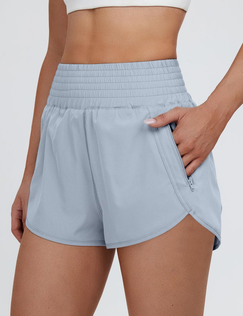 BMJL Women's High Waisted Athletic Shorts Pocket Workout Shorts Gym Sporty Running Shorts(S,Light grey371)