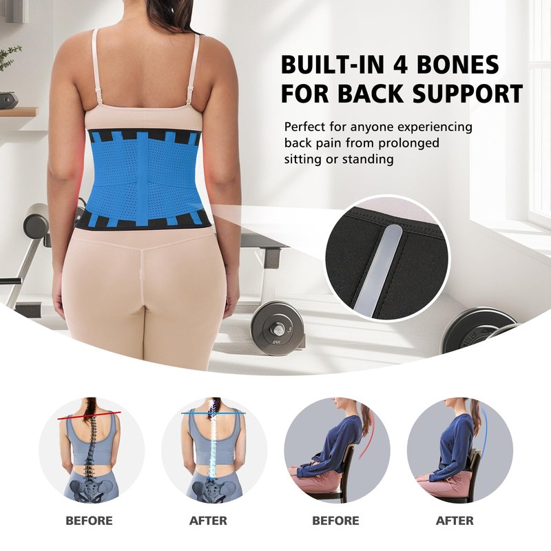 VITOMOR Waist Trainer for Women Lower Belly Fat - Sweat Waist Trimmer Belt for Workout - Tummy Control Stomach Wrap & Body Shaper (Blue, Small)