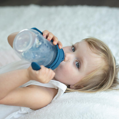 Dr. Brown's Milestones Baby's First Straw Cup, Training Cup with Weighted Straw, 9oz/270mL, Dark Blue, BPA Free, 6m+