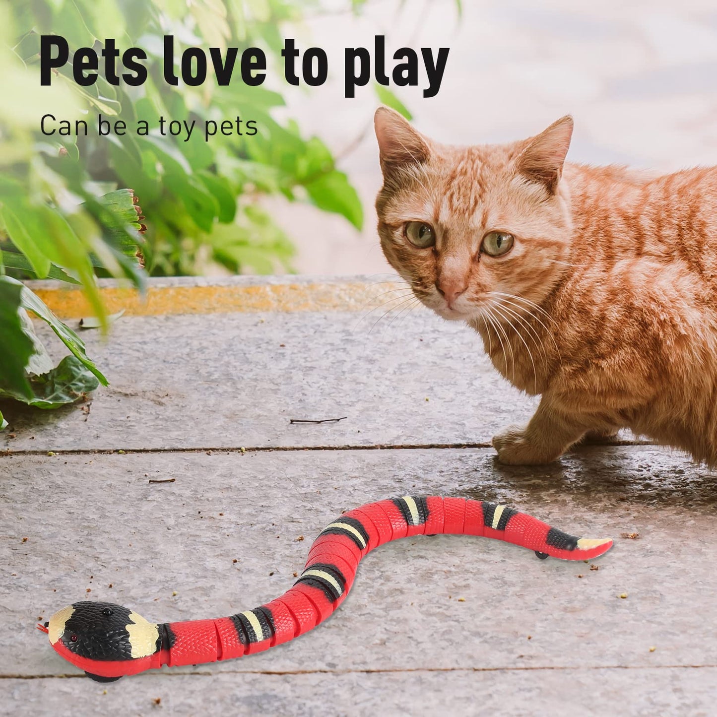 FauKait Smart Sensing Snake Toy,Interactive Toys Snake for Kids, Cats&Dog Kitten Toys USB Rechargeable Electric Simulation Slithering Serpent Realistic Snake Prank Prop for Halloween