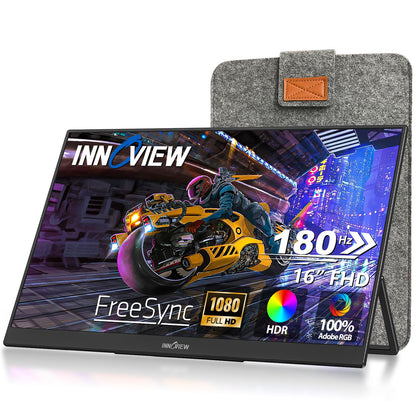 InnoView Portable Monitor 18.5 inch 100HZ 120% sRGB, 1080P FHD IPS Large Portable Monitors for Laptop USB C HDMI HDR Travel Monitor with Kickstand Mac PC Xbox PS4/5 Switch