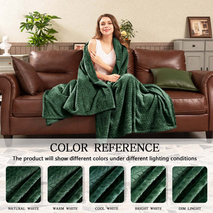 Inhand Fleece Throw Blanket, Super Soft Flannel Cozy for Adults, Washable Lightweight for Couch, Sofa, Bed, Office, Warm Plush for All Season, Green, 50"×60"