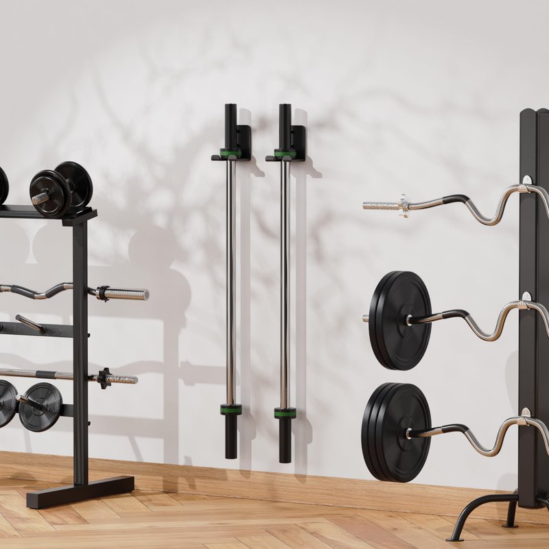 Vertical Barbell Rack Barbell Holder Wall Mount Barbell Storage Holder Olympic Bar Hanger for Home, Commercial, Garage Gym (Single Bar Holder)