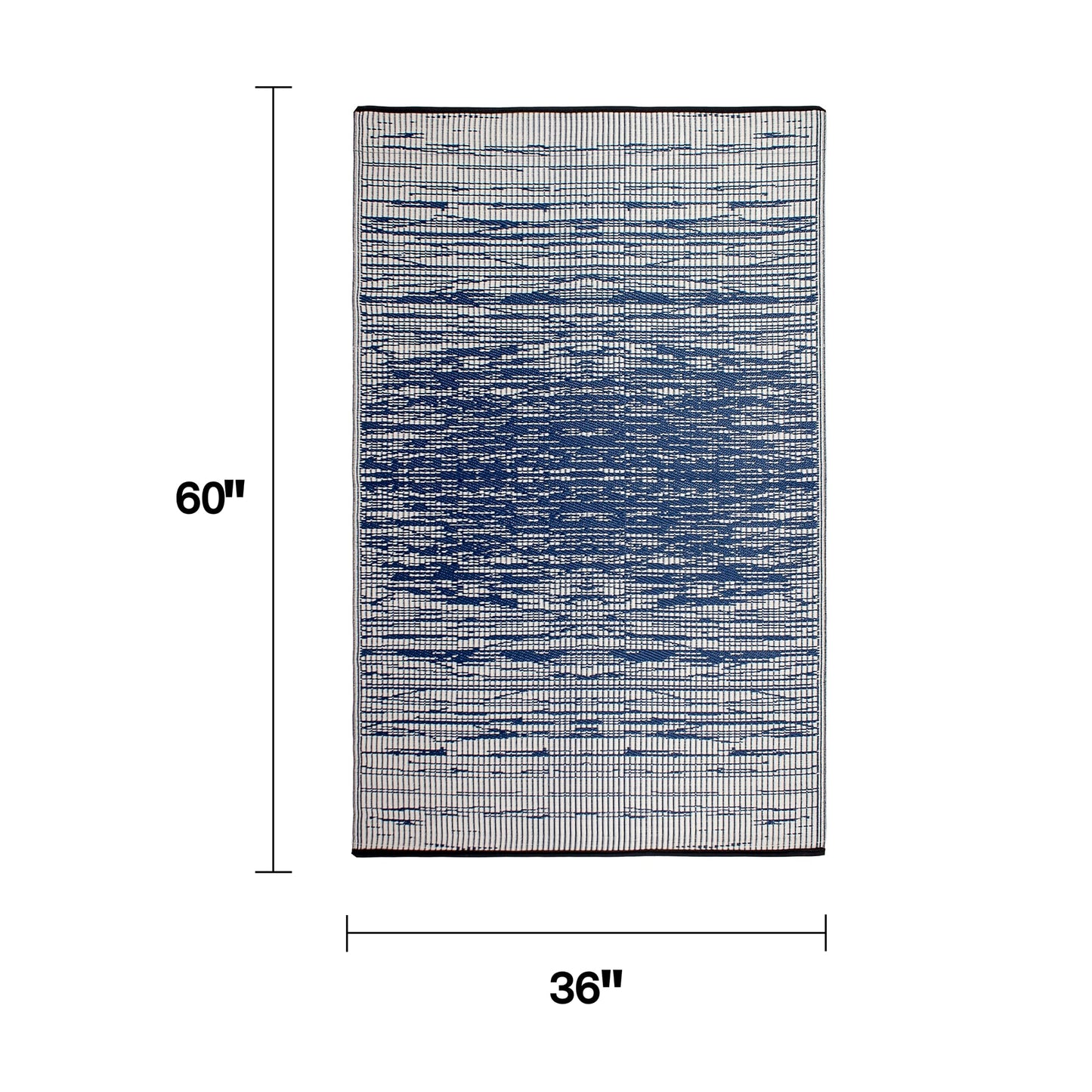 Fab Habitat Outdoor Rug - Waterproof, Fade Resistant, Crease-Free - Premium Recycled Plastic - Distressed Abstract - Porch, Deck, Balcony, Mudroom, Laundry Room, Patio - Brooklyn - Blue - 3 x 5 ft