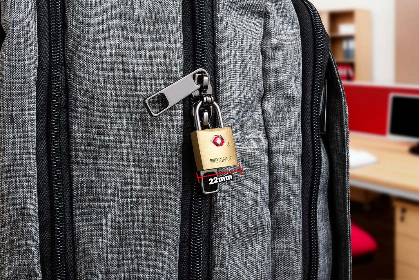 BRINKS TSA Approved Padlock, 22mm Solid Brass, Chrome-Plated with Hardened Steel Shackle, TSA Locks for Luggage, 4-Pack