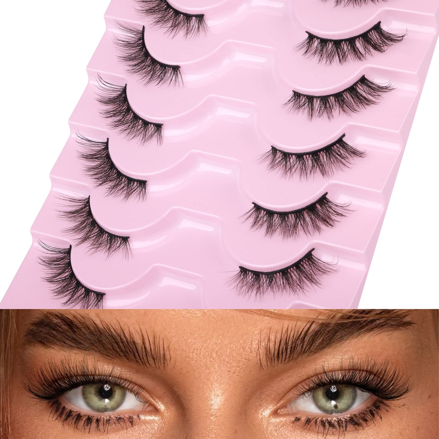 Half Lashes Natural Looking Cat Eye Lashes Accent Eyelashes Multi-layers Wispy Fluffy 3D Curly False Lashes Pack by Mavphnee