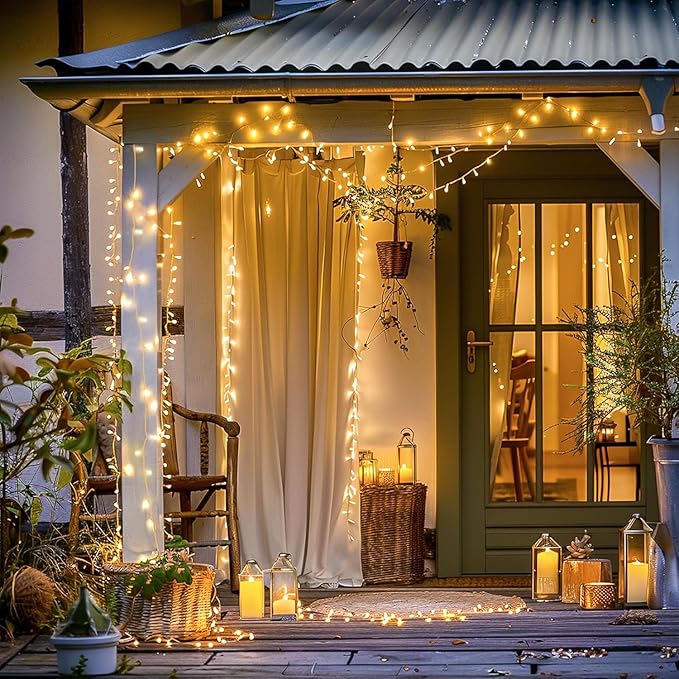 JMEXSUSS 400 LED Christmas Lights Indoor Outdoor, 132 ft Warm White String Lights Plug in with Remote, 8 Modes Twinkle Christmas Tree Lights for Bedroom Outside Garden Patio Home Party Xmas Tree Decor