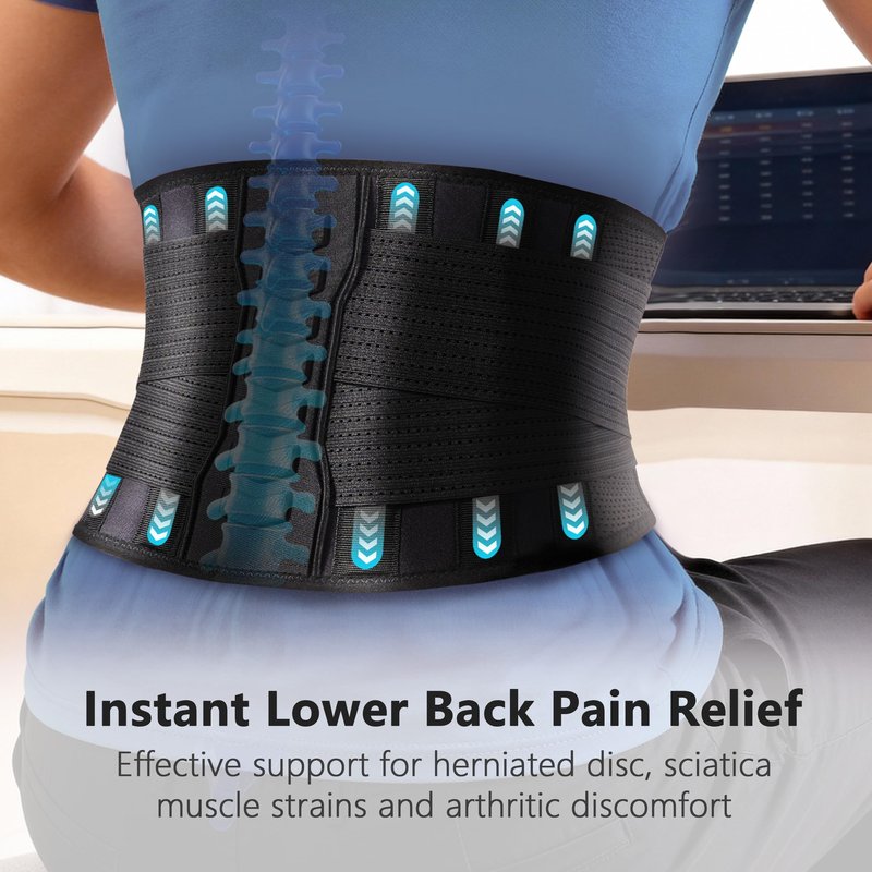 Comforband Copper-Infused Back Support Brace – Lightweight Lumbar Belt with 6 Supportive Stays for Lower Back Pain Relief, Muscle Spasms, Strains, Arthritis, and Sciatica – for Men and Women (XXL)