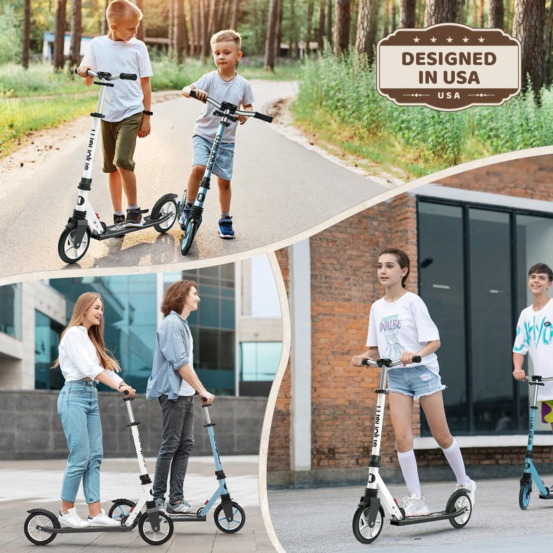WAYPLUS Kick Scooter for Ages 6+,Kid, Teens & Adults. Max Load 240 LBS. Foldable, Lightweight, 8IN Big Wheels for Kids, Teen and Adults, 4 Adjustable Levels. Bearing ABEC9